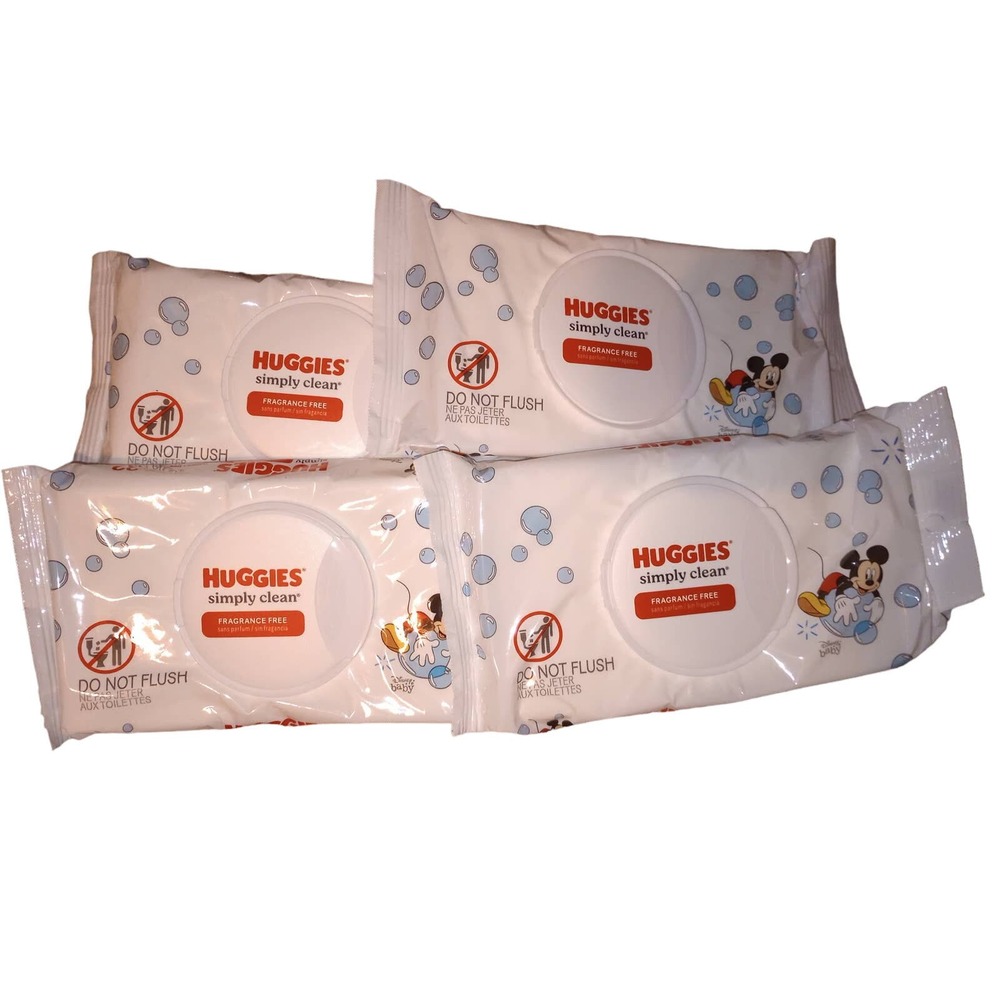 Huggies Simply Clean Unscented Baby Wipes Count 32128 total 4 packs